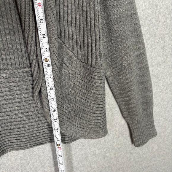 H&M Cardigan Sweater Womens Small Gray Ribbed Open Grandpa Fisherman Lounge Cozy - Picture 6 of 9